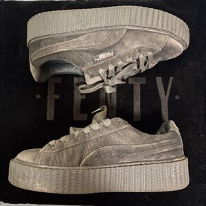 Fenty Puma Women's Gray Velvet Platform Sneakers